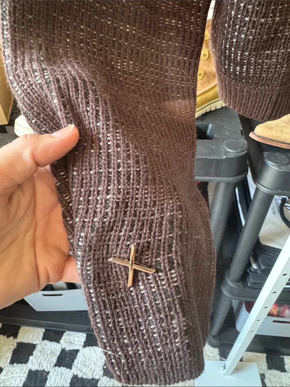 Torn by Ronny Kobo Chocolate Brown Mock Neck Knit Sweater